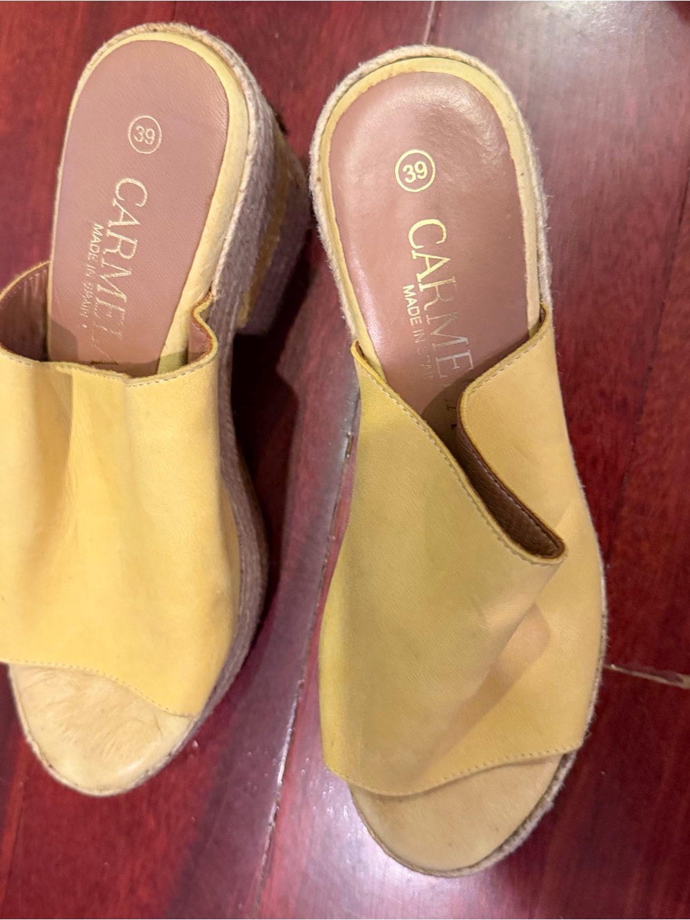 Carmela Yellow Espadrille Wedge Slides